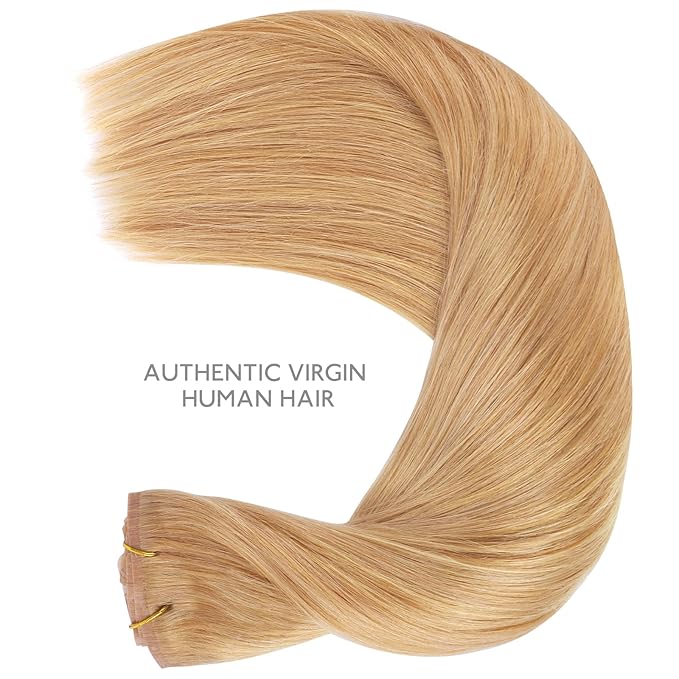 WENNALIFE Seamless Clip In Hair Extensions Human Hair, 24 Inch 160g 7pcs Strawberry Blonde Real Hair Extensions Clip in Human Hair Invisible PU Skin Weft Natural Remy Human Hair Extensions