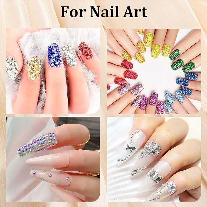 Colorful Face Gems for Makeup Set, Flatback Gorgeous Charming Mixed-Colored Crystals with Makeup Glue+Picker Pencil+Tweezer for Eye Body Hair Make-up and Nail Art Deco