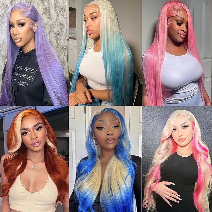 32 Inch 613 Blonde Lace Front Wig Synthetic Hair Pre-Styled Body Wave 13x4 HD Transparent Lace Glueless Wig with Wig Cap for Women