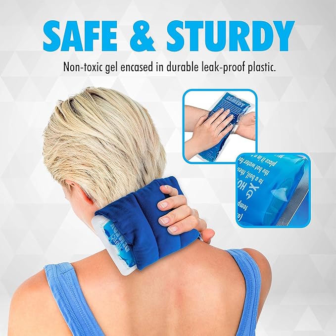 Perfect Remedy 2-Pack Gel Ice Packs for Injuries - Reusable, Soft & Flexible Hot & Cold Compress, Soothing Aid for Sprains, Strains, Soreness conditions, Alternative to Hot Water Bottles (Blue, Large)