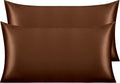 NTBAY 2 Pack Satin King Pillowcases for Hair and Skin, Luxurious and Silky Pillow Cases with Envelope Closure, 20x40 Inches, Brown