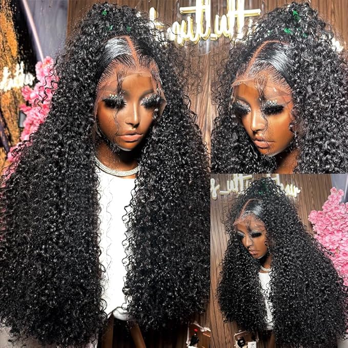 250 Density Deep Wave Lace Front Wigs Human Hair 13x6 HD Lace Front Wigs Human Hair Pre Plucked Glueless Deep Wave Wig Natural Color Deep Curly Wig for Women