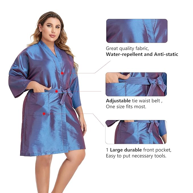 PERFEHAIR Salon Client Gown Robes Cape, Hair Salon Smock for Clients- Kimono Style (Purple)