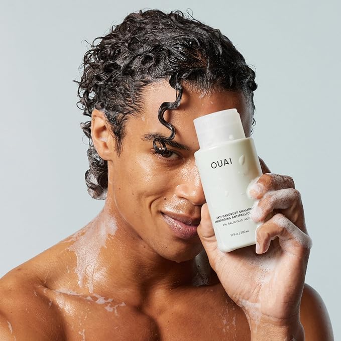 OUAI Anti Dandruff Shampoo - Soothing Salicylic Acid Shampoo for Flaky, Dry and Itchy Scalp - Reduces Itching, Redness and Irritation - Sulfate Free Scalp Care (10 Fl Oz)