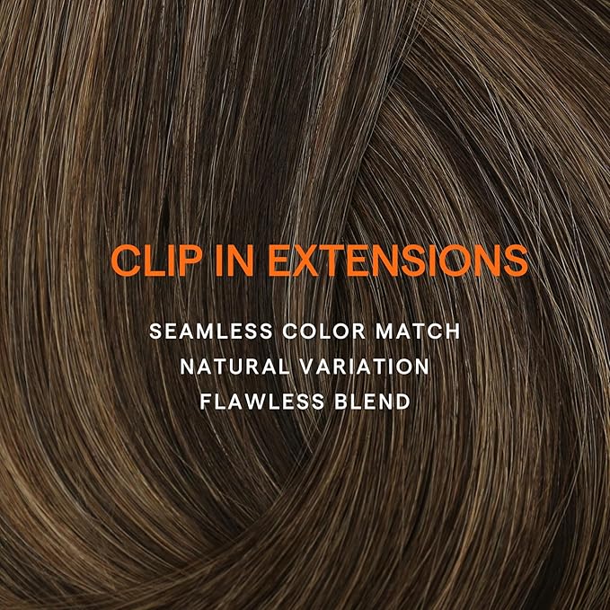 Full Shine Dark Brown Human Hair Clip in Extensions Double Weft Clip in Hair Extensions Real Human Hair Balayage Brown Remy Straight Hair Extensions 20 Inch 7 Pcs 120 G
