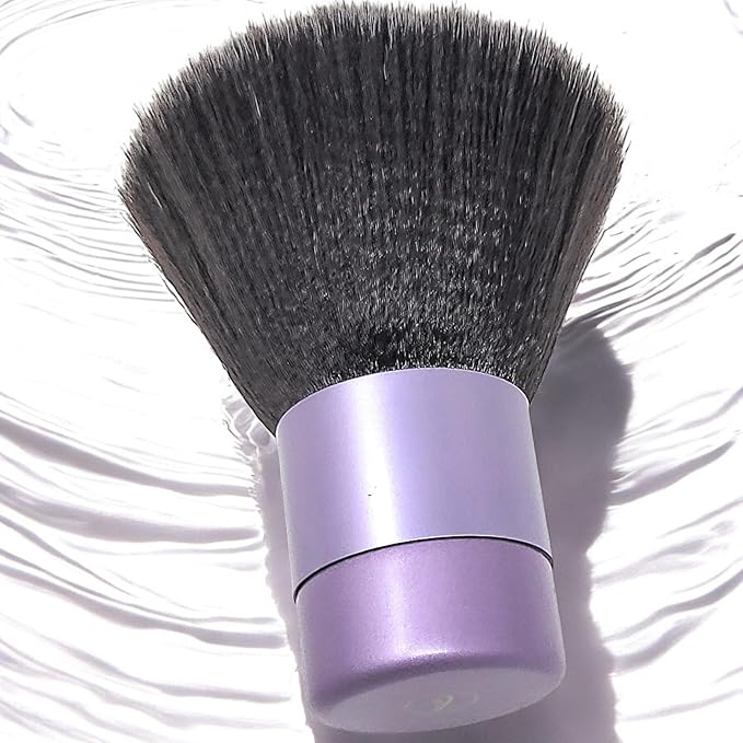 Luxurious and Large Ultra Soft Fluffy Powder Brush, Multipurpose Face, Body, Barber and Beauty Tool, with wooden base Soft Kabuki Brush by BevyGold (Violet)