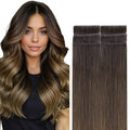 GOO GOO Invisi Edge Tape in Hair Extensions Human Hair, 1D/2C/4E Chocolate Dip Color Melt, 6pcs 12inch 15g, Virgin Remy Hair, Seamless Injected Tape, Natural Look