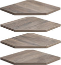 Corner Shelf Wall Mount, Corner Floating Shelves, Set of 4 Corner Wall Shelf Organizer, Rustic Wood Wall Storage Display Shelves for Living Room Bedroom Bathroom Kitchen, Rustic Grey