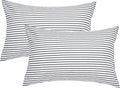 JELLYMONI 100% Natural Cotton Plaid King Pillowcases Set, 2 Pack Dark Gray with White Stripes Pattern Printed Pillow Covers with Envelope Closure(Pillows are not Included)