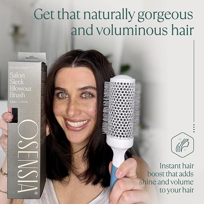 Medium Round Brushing Brush - Ceramic Hair Brush for a Smooth Salon Style Look - Professional Brushing Brush Ideal for All Hair Types - 43 mm