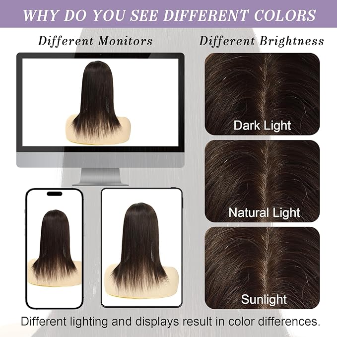 Hair Toppers for Women Real Human Hair, 3x5 Inch Injected Silk Base No Bangs 18 Inch Length 130% Density Hairpieces #1C Natural Black (Subtle Red Undertones in Sunlight)