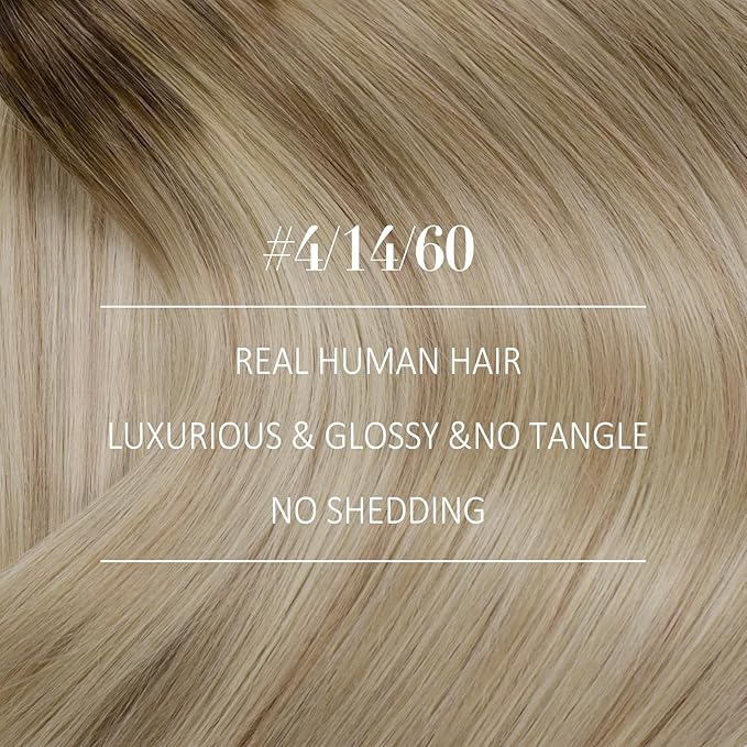 YoungSee Weft Hair Extensions Human Hair Ombre Blonde Sew in Extensions Balayage Human Hair Extensions Sew in Brown Ombre Golden Blond Mix Platinum Blonde Dyable Remy Hair 20Inch 100G