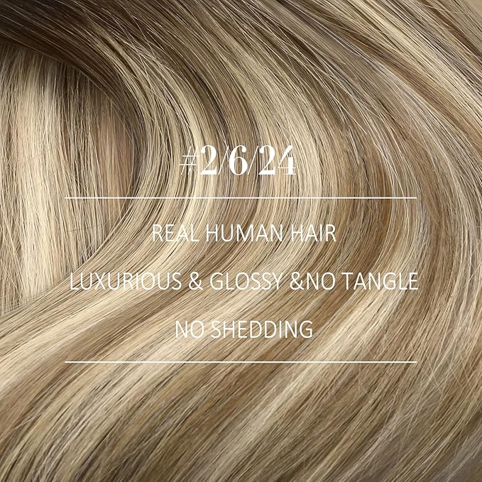 YoungSee Weft Hair Extensions Brown Balayage Sew in Extensions Ombre Hand Tied Weft Hair Extensions Human Hair for Women Dark Brown Roots to Medium with Ash Blonde 100G 20In