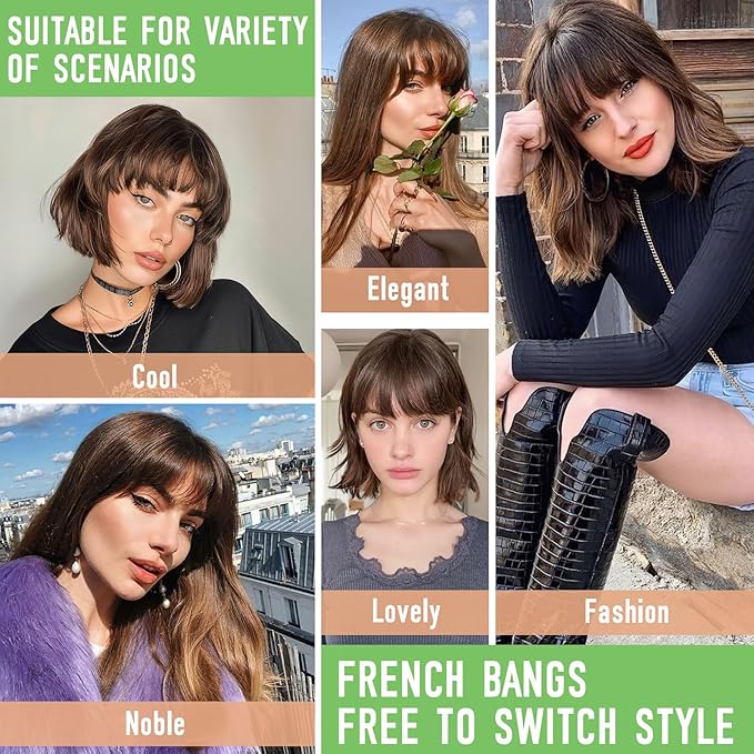 Bangs Hair Clip in Bangs 360°3D Cover Hair Topper Synthetic HairPieces for Women Ash Blonde Wispy Fake Bangs Toppers for Daily Wear