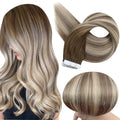 Full Shine Ombre Tape in Hair Extensions Human Hair Color 3 Dark Brown to 8 Ash Brown and 22 Blonde Hair Extensions Tape in Human Hair Ombre 24 Inch Add Length Soft Seamless Extensions 20PCS 50g