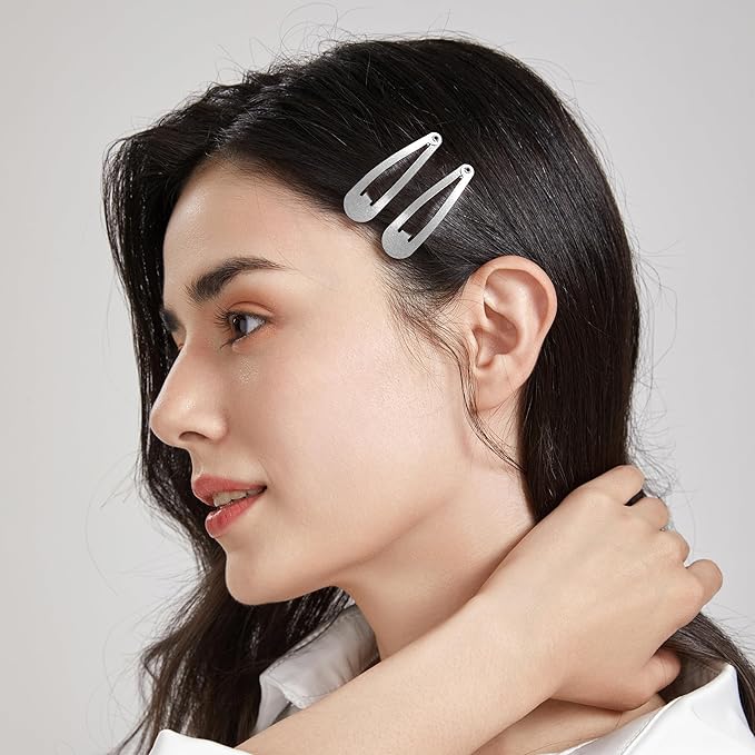 Dofash 12PCS Snap Hair Clips For Women-Non Slip & Metal Hair Barrettes, 5cm 2'' Small Clips For Thin & Fine Hair, Silver Grey