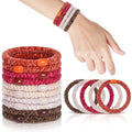 Braided Hair Ties No Damage, Soft Plush Hair Elastics, Ponytail Holders & Hair Bands for Women & Girls, Thick Hair, Stretch Wrist Bracelet Ties, Gentle All-Day Hold, Set of 10 - Ember Glow