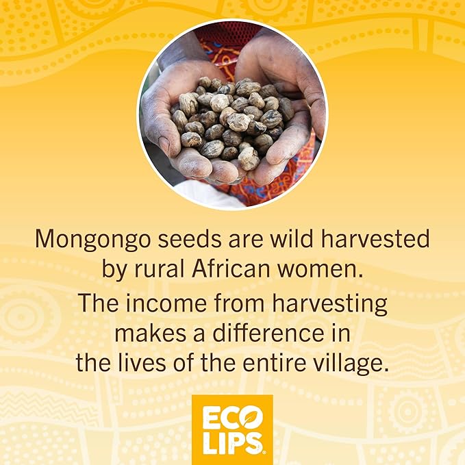 LIP BALM Mongo Kiss 6-Pack (6 tubes) Vanilla Honey by Eco Lips 100% Organic Beeswax & Cocoa Butter Lip Care with Organic Mongongo Oil - Soothe & Moisturize Dry and Cracked Lips - Made in USA