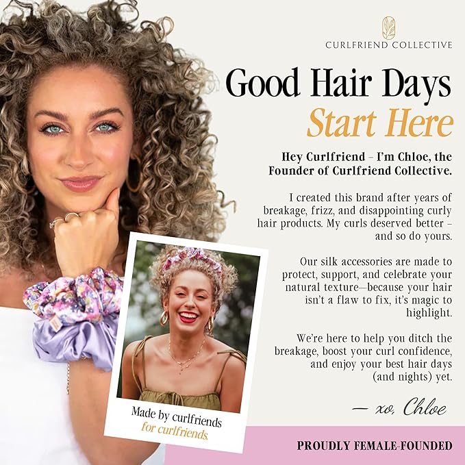 Curlfriend Collective Midnight Blooms Comfort Curve Silk Headband – 100% Mulberry Silk, No-Slip, No Headache, Wide Luxury Hair Accessory for Women, Gentle & Stylish for Curly & Textured Hair