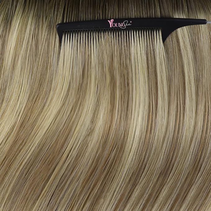 YoungSee Tape in Extensions Human Hair Balayage Brown Tape in Hair Extension Real Human Hair Brown Ombre Blonde Tape-in Human Hair Extension 14In Seamless Tape-in Hair Extension Human Hair 20pcs 50g