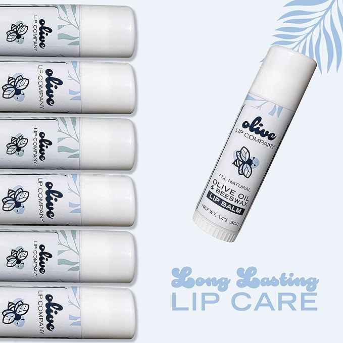 Hydrating Olive Oil and Peppermint Lip Balm with Mango Butter and Beeswax, 0.5 oz. Jumbo Tube, Clear Long Lasting Moisturizer for Dry, Cracked, Chapped Lips