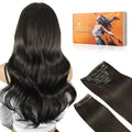 DOORES 18 Inch Mocha Brown Clip in Human Hair Extensions, 9pcs 150g, Straight, Real Hair, Remy, Thick, Natural