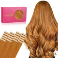 WENNALIFE Tape in Hair Extensions Human Hair, 20pcs 40g 12 inch Auburn Ginger Remy Hair Extensions Straight Human Hair Tape in Extensions Skin Weft Tape Extensions Human Hair
