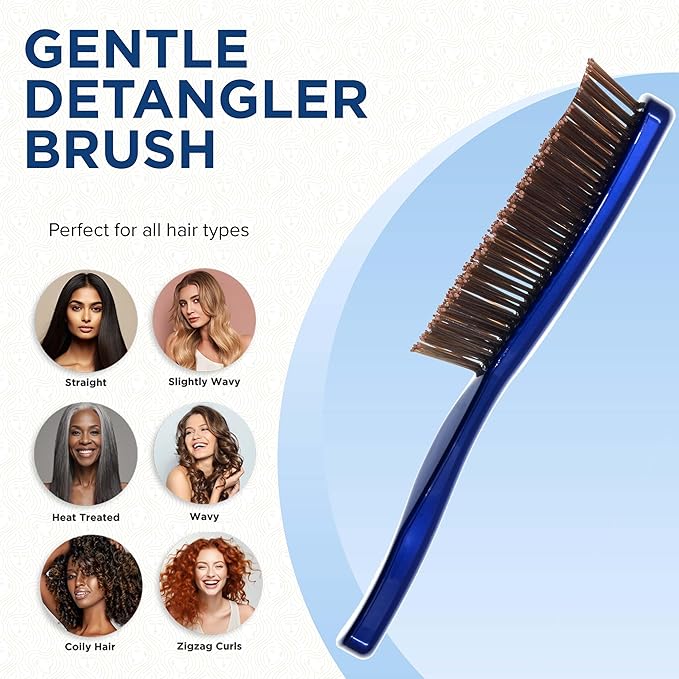 GIORGIO Hair Brush for Men and Women, Gentle Mini Detangler Hair Brush for Thick Hair, Scalp Massager Brush, Travel Detangling Brush, All Hair Types - Blue, 1 Count