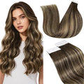 LaaVoo Hair Extensions Tape in Brown Balayage Human Hair Tape in Extensions Ombre Brown to Caramel Blonde with Brown 24inch 20pcs 50g