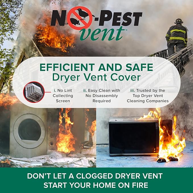 NO-PEST VENT, Exclusive Dual Door Dryer Vent Cover Outdoor 4 inch or Bathroom fan, Made in USA w Highest UV Resistant Plastic in any Outdoor Vent Cover (Light Grey, 4 inch With 12" Duct Tube)