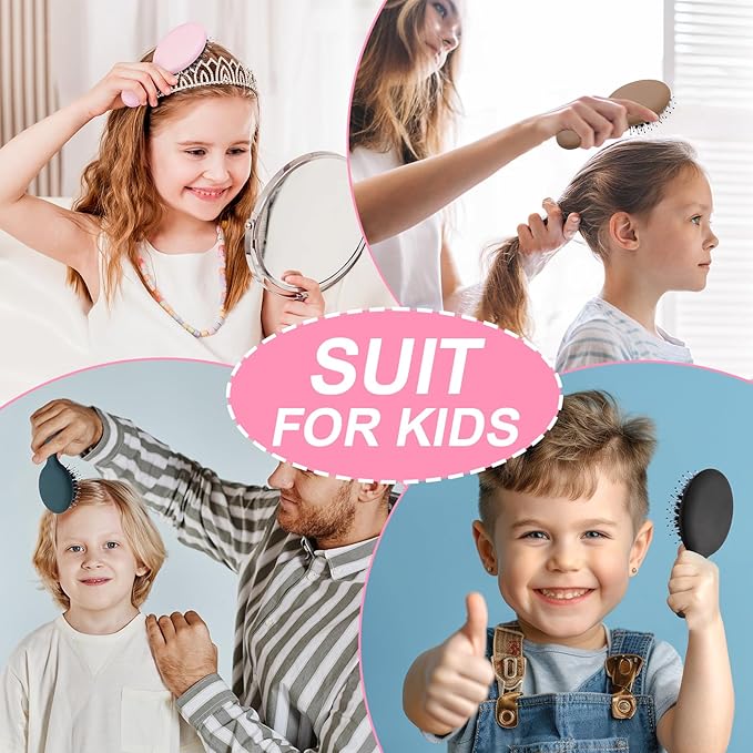 Mini Boar Bristles Hair Bursh, Travel Size Hair Brush for Women Men Kids, Protable Small Hair Brushes for Pockets Purses, Mini Hair Brush for Smooth Add Shine (1 Pack-Pink)