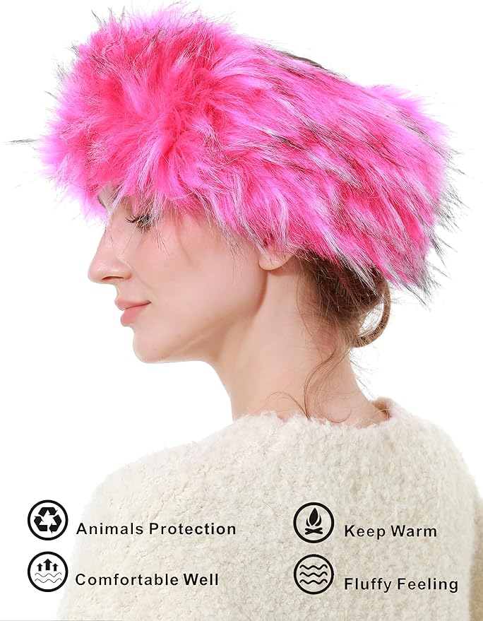 Faux Fur Headband for Women Winter Earwarmer Earmuff with Elastic