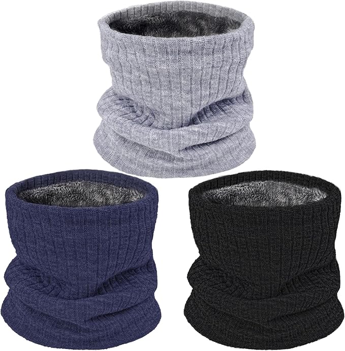 3 Pack Winter Neck Warmer & Ski Mask for Men Women Thermal Warm Fleece Face Mask Neck Gaiter Scarf Gift
