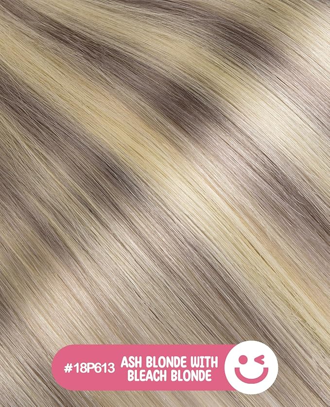 Youngsmile Injection Tape in Hair Extensions Human Hair #18P613 Ash Blonde with Bleach Blonde Real Human Hair 20pcs 45g 20 Inch Injected Tape in Hair Extensions Seamless Tape ins (#18P613,20'')
