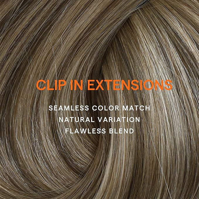 Full Shine Clip in Hair Extensions Ombre 20 Inch Chestnut Brown to Platinum Blonde Real Human Hair Extensions Clip ins Double Weft Clip in Extensions Remy Hair 7 Pcs 120 G