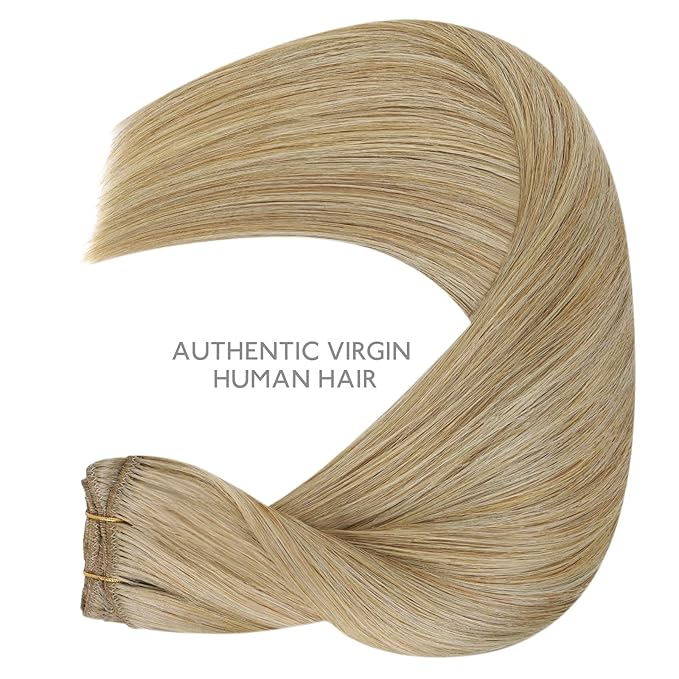 WENNALIFE Clip in Hair Extensions Real Human Hair, 16 Inch 120g 7pcs Clip in Hair Extensions Real Human Hair, Mixed Multi-tone Ash Brown Human Hair Remy Hair
