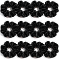 Velvet Scrunchies for Women Girls, 12 Pcs Black Classic Hair Scrunchie Elastic Thick Scrunchy Hair Ties, Soft Ponytail Hair Accessories