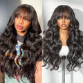LUVME HAIR 7x6 HD Lace All-Day Comfort Wig with Bangs 200% Density Hair PartingMax Lace Wigs Loose Body Wave Lace Front Wigs Human Hair Pre Cut Plucked Lace Frontal Glueless 16 Inches