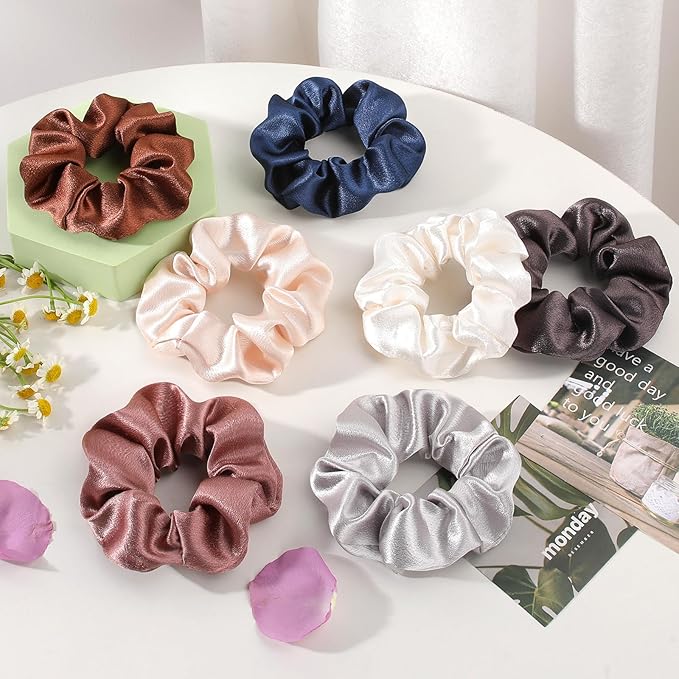 OCATO Scrunchies Birthday Gifts for Women: Silk Satin Scrunchies 24Pcs Hair Scrunchie for Women Girls Hair Bands Hair Ties Hair Accessories Scrunchy Party Favors Mothers Day Gifts for Mom Her