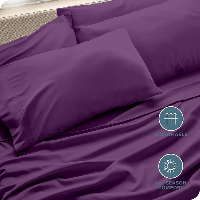 Bare Home Microfiber Plum King Pillowcases - 4 Pack, 20x40