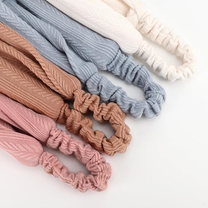 Elastic Knotted Headbands for Women Wheat Pattern Cloth Head Hair Bands for Women's Hair Non Slip Boho Wrap Twisted Hair Accessories