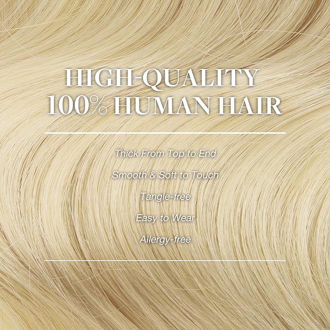 GOO GOO Clip in Hair Extensions Real Human Hair, Remy Human Hair Extensions Clip ins for Women, Natural Human Hair, 20inch 120g 7Pcs, 613R Bleach Blonde