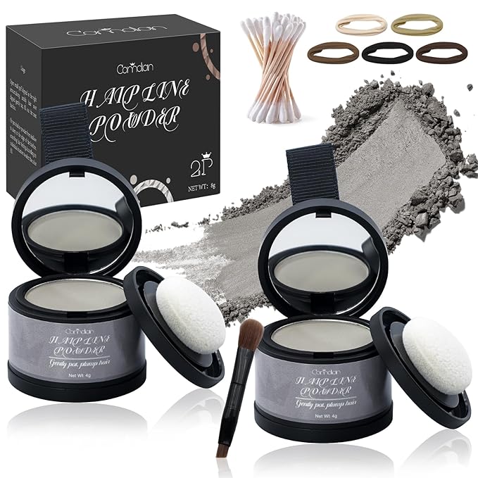 2 Pack Hairline Powder for Women and Men, Used to Root Touch Up Hair Color, Thinning and Gray Hair Coverage and Bald Spots Coverage, Light Gray