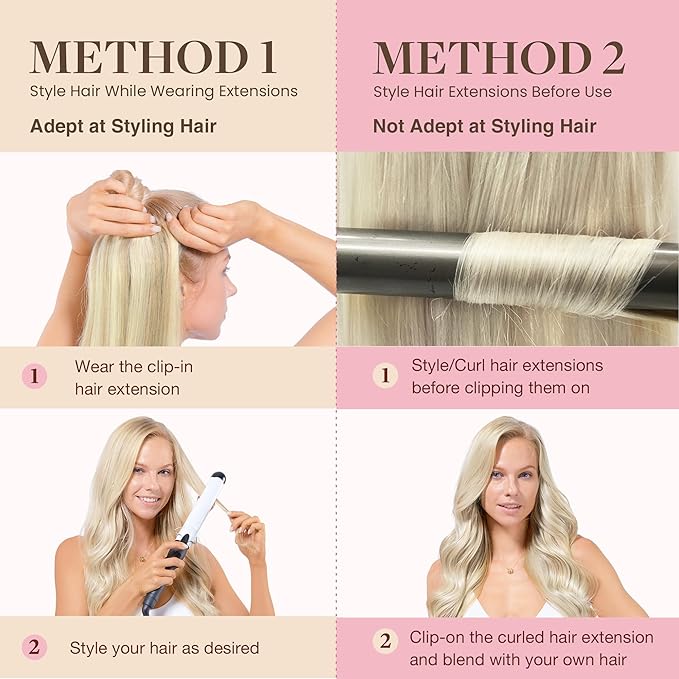 GOO GOO Clip in Hair Extensions Real Human Hair, Remy Human Hair Extensions Clip ins for Women, Natural Human Hair, 24inch 120g 7Pcs, 17A/60A Ash Blonde Highlighted Platinum Blonde