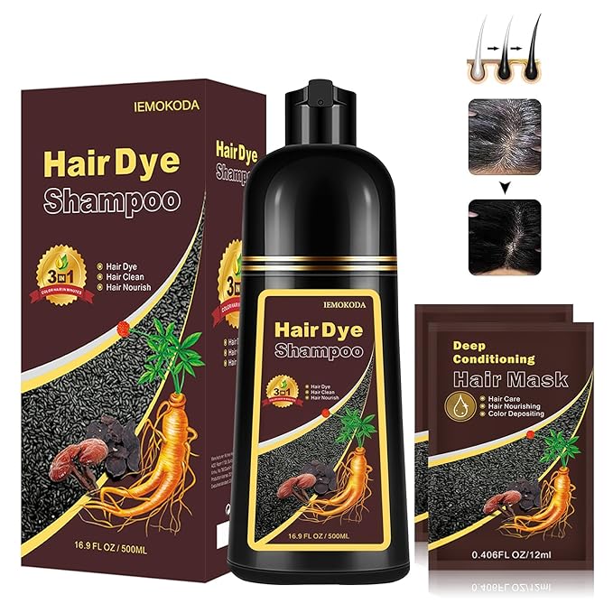 Fvquhvo Black Hair Dye for Gray Hair, Instant Hair Dye Shampoo, Hair Color Shampoo for Women Men, Lasting Shampoo Hair Dye & Black Hair Shampoo, Shampoo Para Canas, Champu Para Canas 16.90 Fl Oz