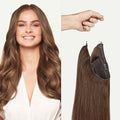 Luxy 100% Remy Human Hair – Halo Clip-In Hair Extensions –Natural Looking Volume & Length - One-Piece - Easy 5-Min Application 150 grams 12" Chestnut Brown Halo