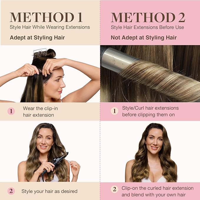 GOO GOO Clip in Hair Extensions Real Human Hair, Remy Human Hair Extensions Clip ins for Women, Natural Human Hair, 22 Inch 140g 7Pcs, 4/26/4 Balayage Chocolate Brown to Honey Blonde