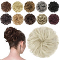 FESHFEN Messy Bun Hair Piece - Elastic Wavy Curly Hair Bun Scrunchies Extensions Synthetic Chignon Hairpieces for Women Girls, Ash Platinum Blonde 1.5 oz