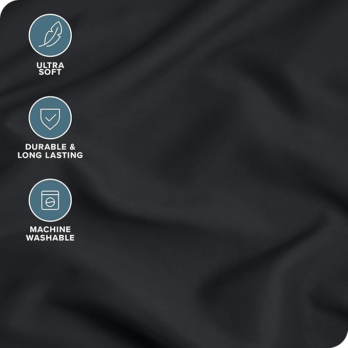 Bare Home Microfiber Pillow Cases - King 20x36 - Cooling Pillowcases - Double Brushed - Easy Care - Envelope Closure (King Pillowcase Set of 2, Black)