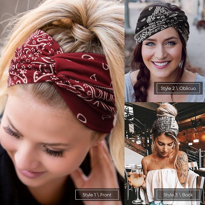 Extra Wide Headbands for Women Large Turban Headband Non Slip Boho Elastic Hairband Hair Twisted Knot Head Bands Accessories
